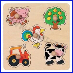 PUZZLE LEGNO C/POMELLI CM.21X21 - IN CAMPAGNA (5 PZ.)