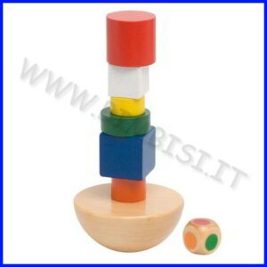 GIOCO EQUILIBRIO TORRE IN LEGNO - SACCHETTO COTONE (8 PZ.)