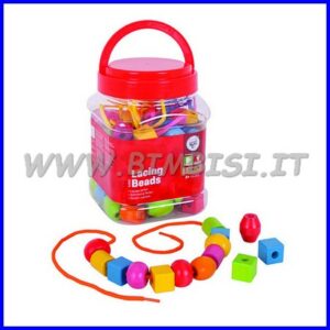 PERLE IN LEGNO - BARATTOLO 95 PEZZI