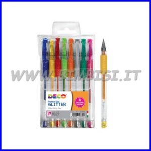 PENNE GEL GLITTER CF 8 COLORI ASSORTITI