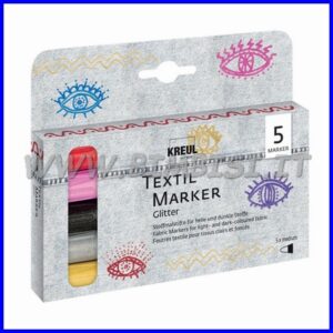 MARKER PER TESSUTI KREUL SET 5 GLITTER